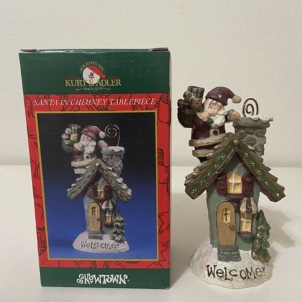 Kurt Adler Santa's World Snowtown Santa in Chimney Tablepiece Figurine J8894